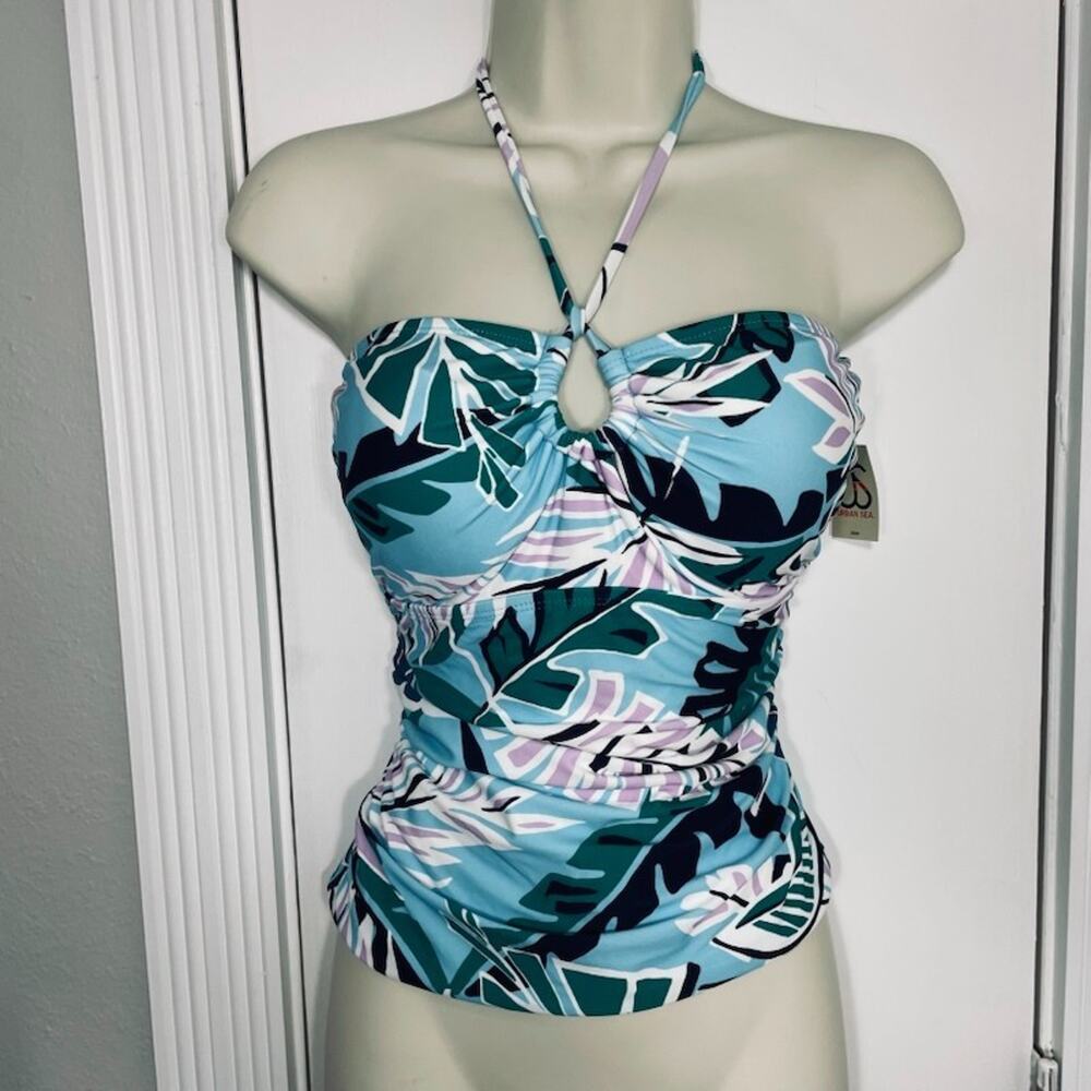 Urban Sea Women's Keyhole Ruched Tropical Print Tankini M Floral Resort Vacation